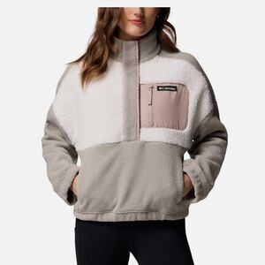 Columbia Women's Fleece Teddy Jacket - White and Gray Sz S